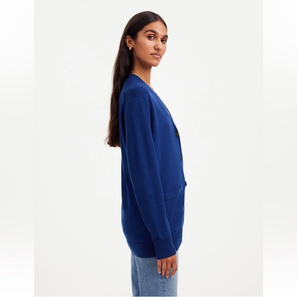 Madewell Merino Wool Boyfriend Cardigan Button Relaxed Bright Cobalt XS XXS NWT - Picture 5 of 13